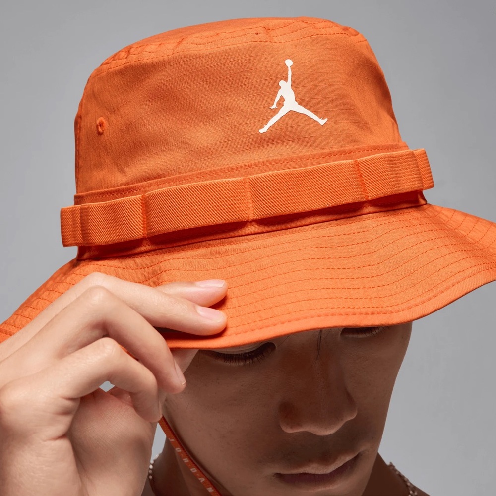 Jordan Orange Bucket Hat with White Jumpman